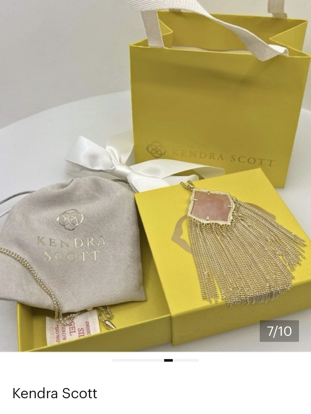 Kendra Scott Gold Tassel Necklace with Pale Pink Quartz Stone! NWT!!!